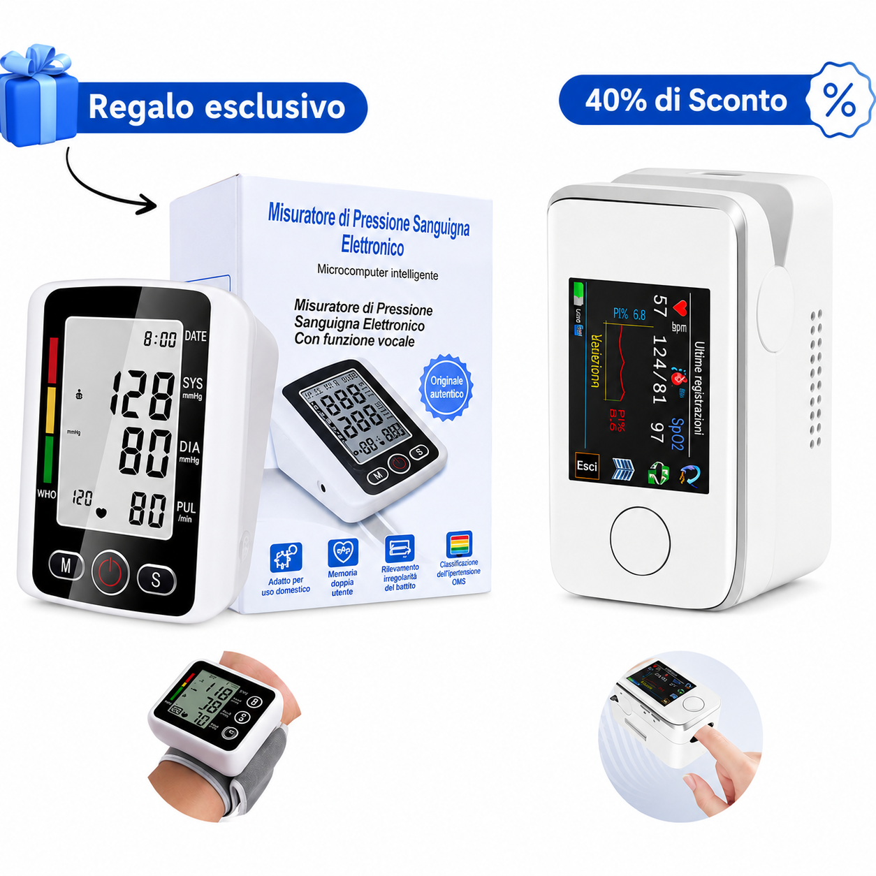Misuratore Multifunzione della Glicemia + Misuratore Elettronico della Pressione – ACQUISTA 1 E RICEVI 1 GRATIS