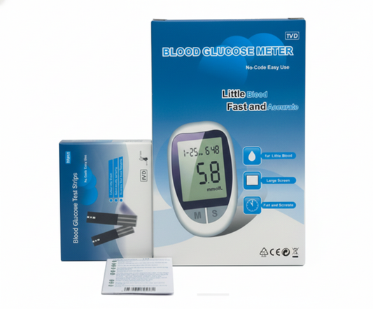 Kit Completo per il Monitoraggio della Glicemia – Glucometro Digitale con 50 Strisce Reattive e 50 Lancette